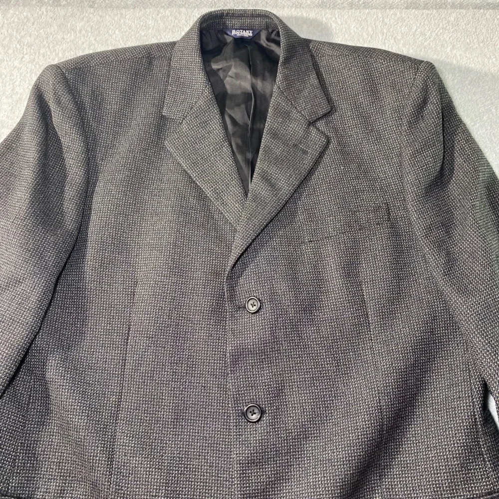 Vintage 90's Botany 500‎ Blazer Men 44 Long Gray 100% Wool 3 Button Sport EUC